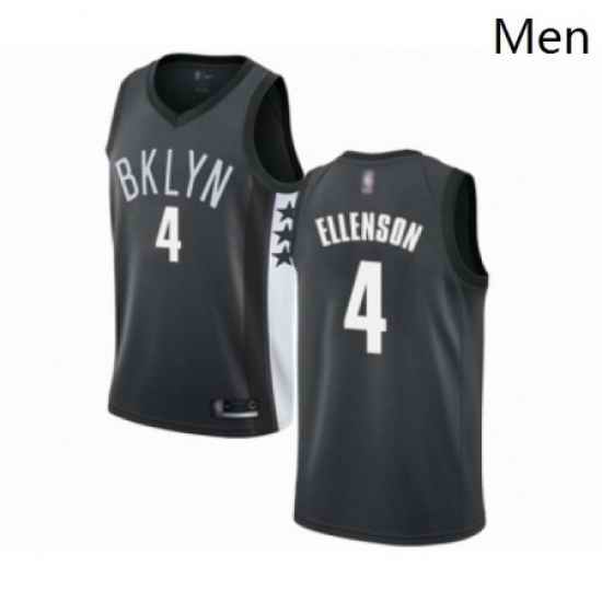 Mens Brooklyn Nets 4 Henry Ellenson Authentic Gray Basketball Jersey Statement Edition